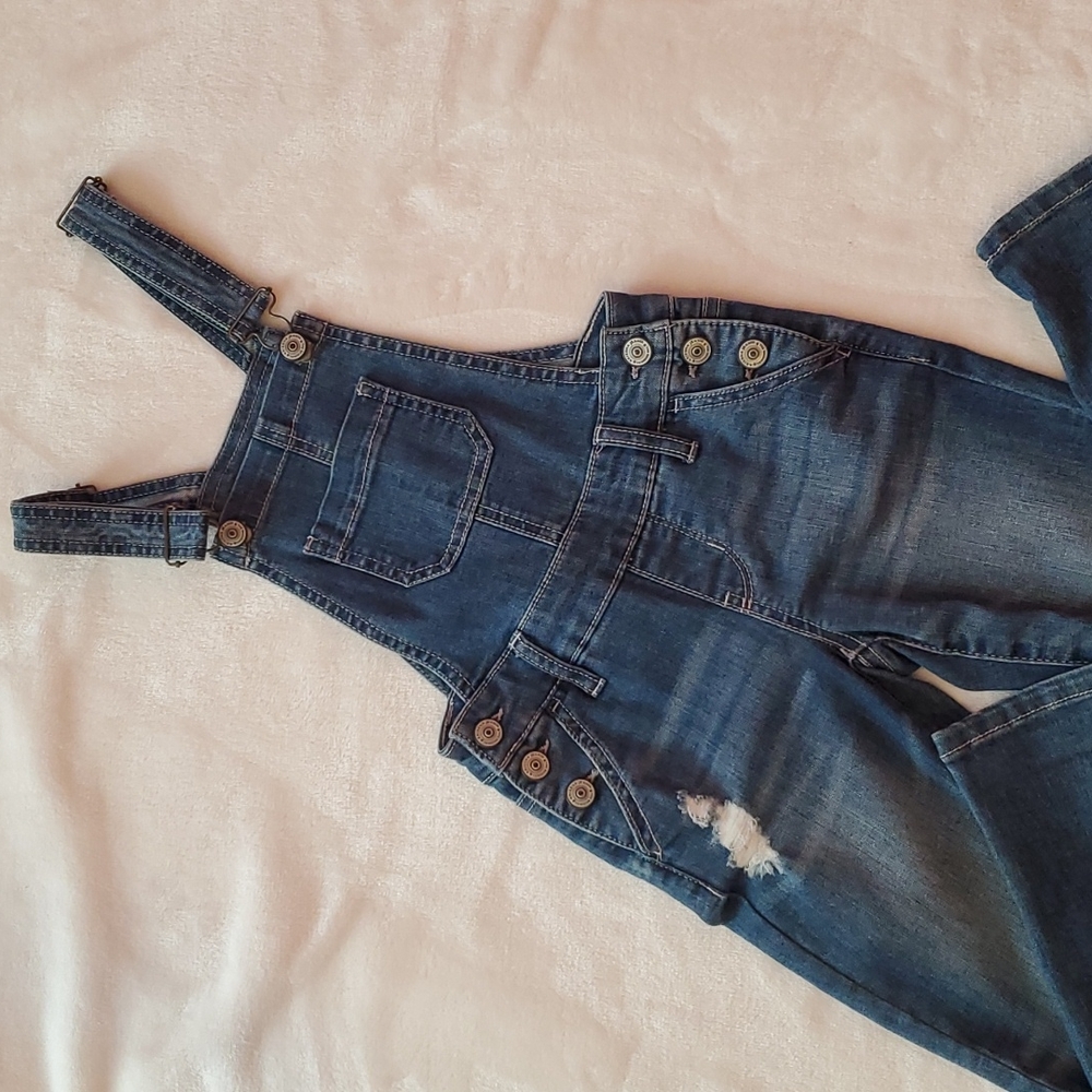 NWOT Arizona girls distressed overalls